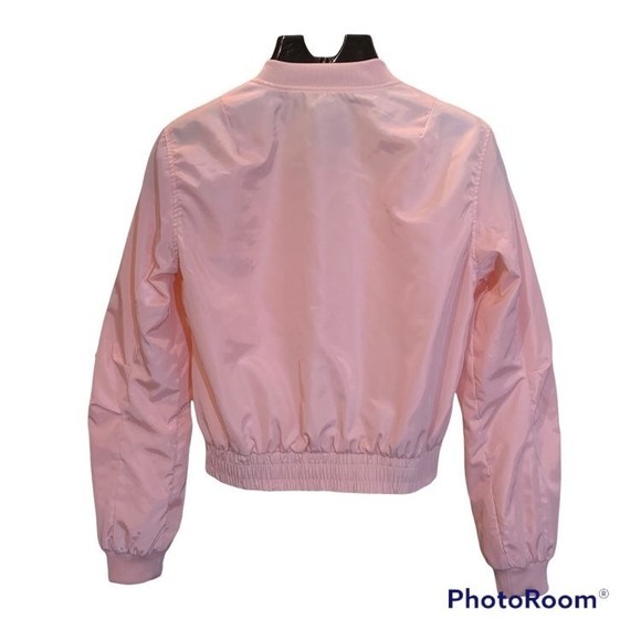 Love Tree Pink Bomber Jacket with Rose Gold zipper/ Coat; size medium - Picture 2 of 9